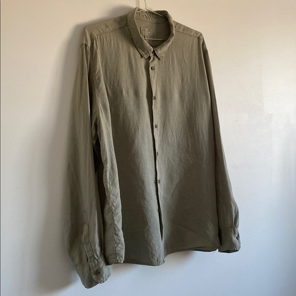 French Linen Sage Green Button Up• Size 4XL - Picture 5 of 8